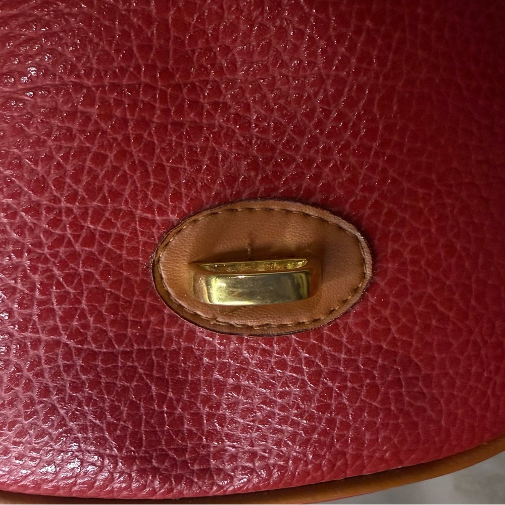 Dooney & Bourke Vintage Tack Bag Leather Red Tan Crossbody Pre Tag - Picture 8 of 9